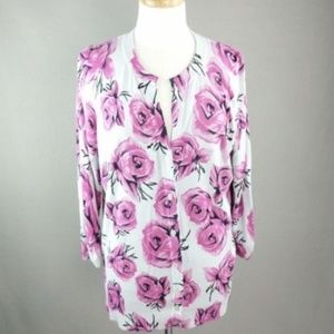 Cyrus Sweater Cardigan Floral Pink Roses - Bxi1